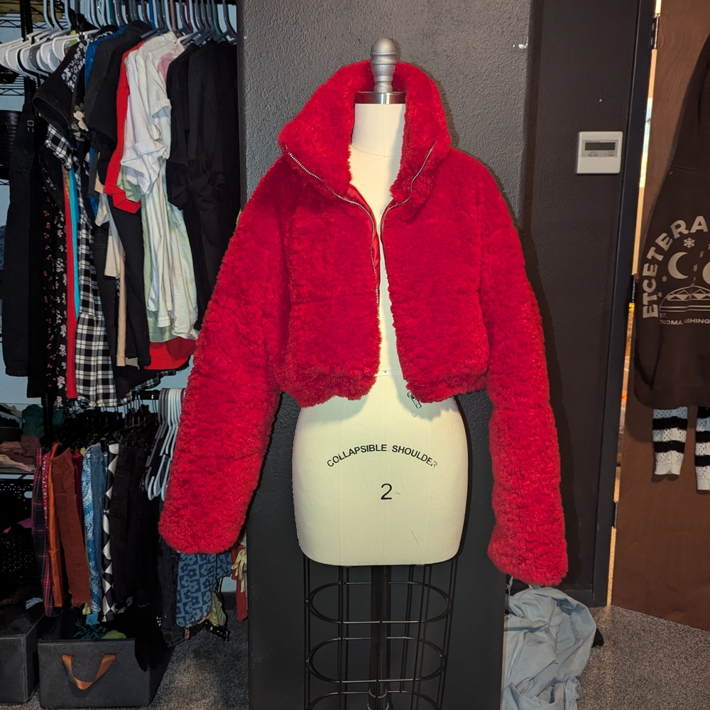 Forever 21 Vibrant Red Teddy Jacket